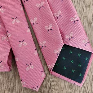 NWT-Men's Club Room Neck Tie- Pink w/ Tennis Racquet Print